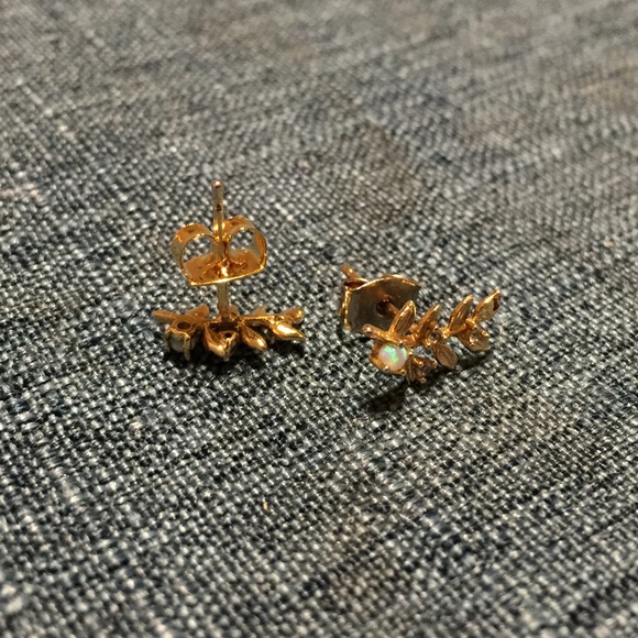 Dainty Anthropologie Gold Opal and Gem Earrings - Picture 4 of 4